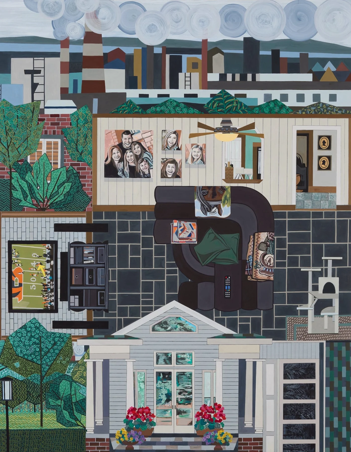 《Family Room (Sister)》(2017),木板水粉,22 × 18 英寸。