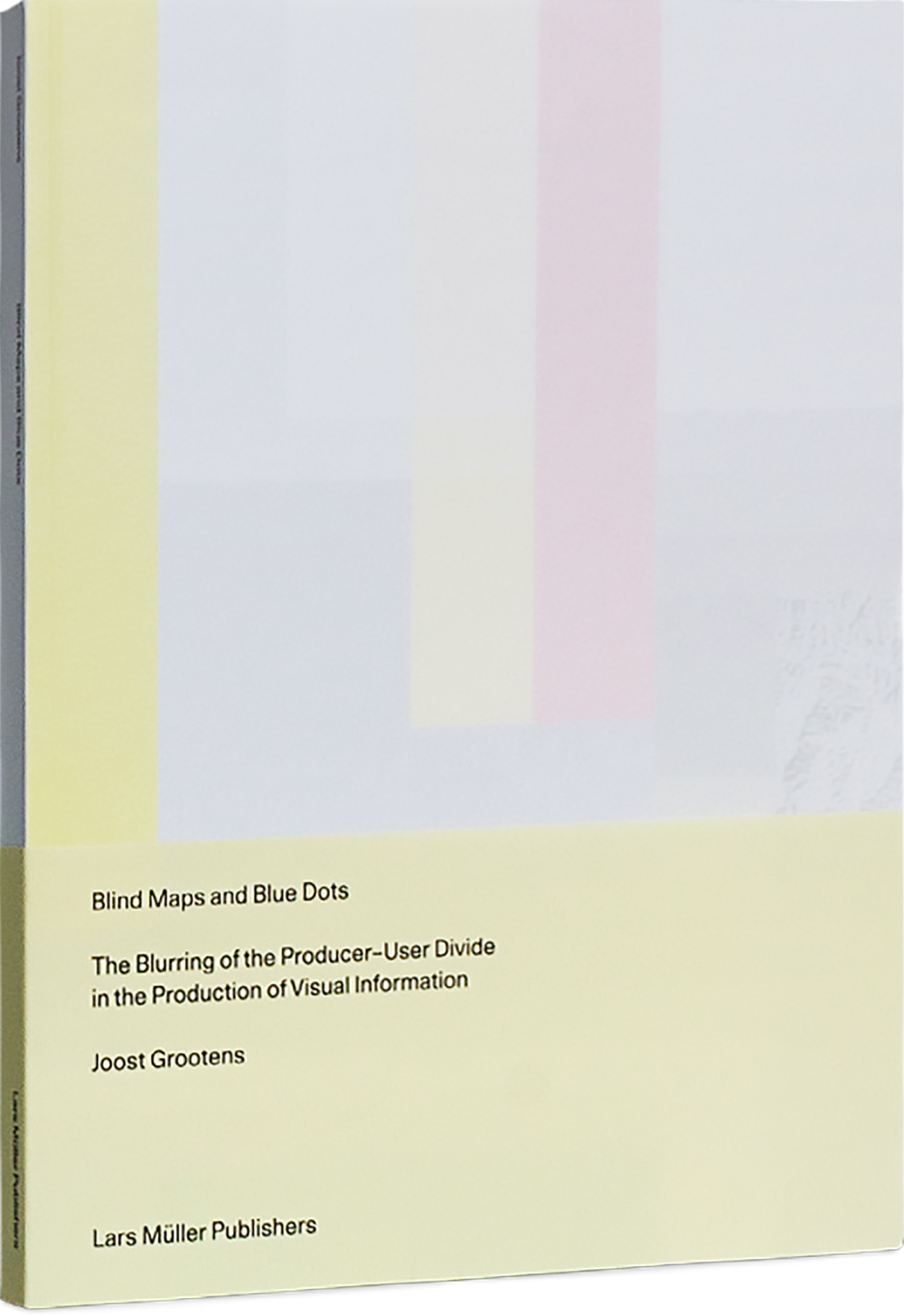 Blind Maps and Blue Dots 封面：浅黄底色、淡色几何块面和靠下排布的黑色书名